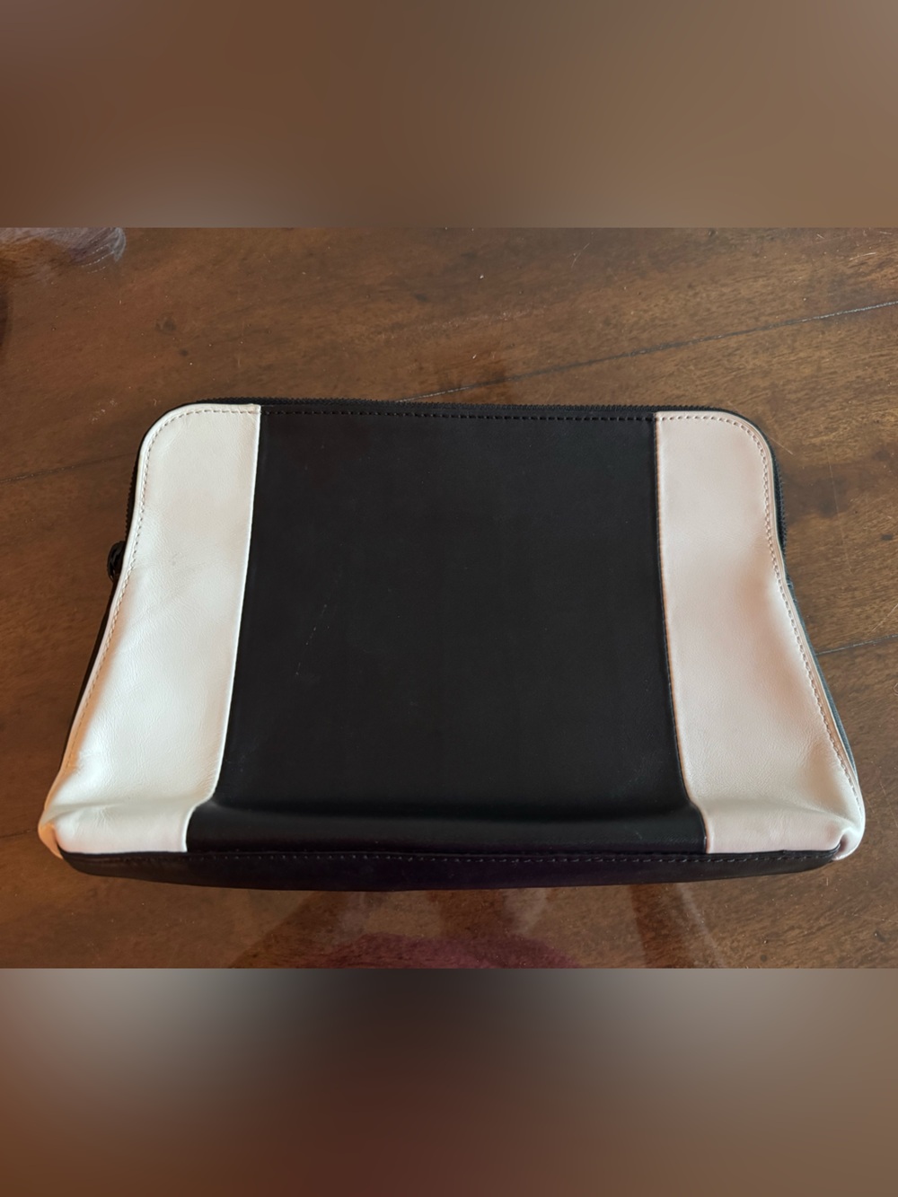 Black and White Zip Clutch